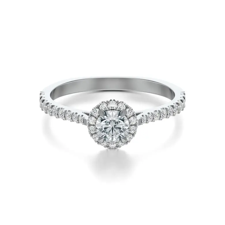 Pierścionek białe złoto z diamentami